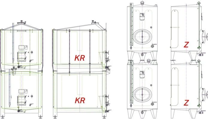 Illustration of stacked tanks KR & KR, Z & Z.