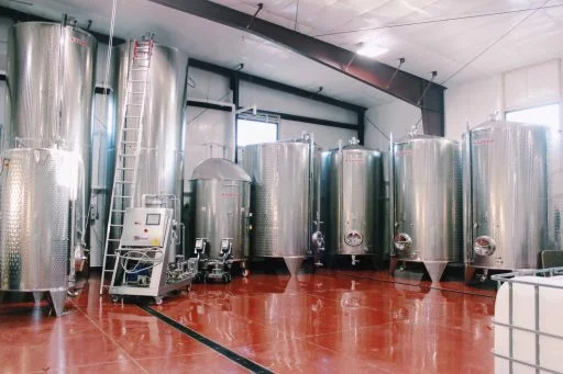 Wine tanks in the Liquid Art Winery in Kansas, USA.