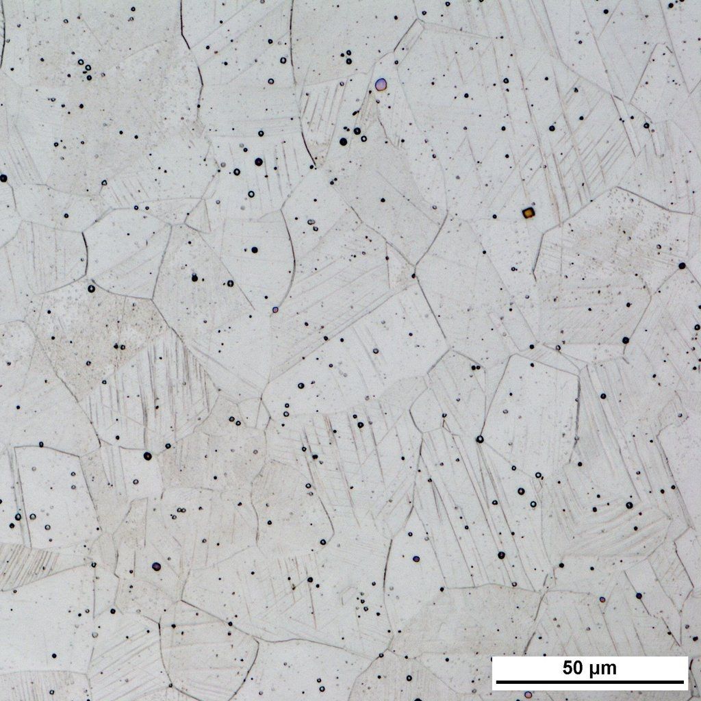 Microscopic structure of AISI 316L stainless steel.