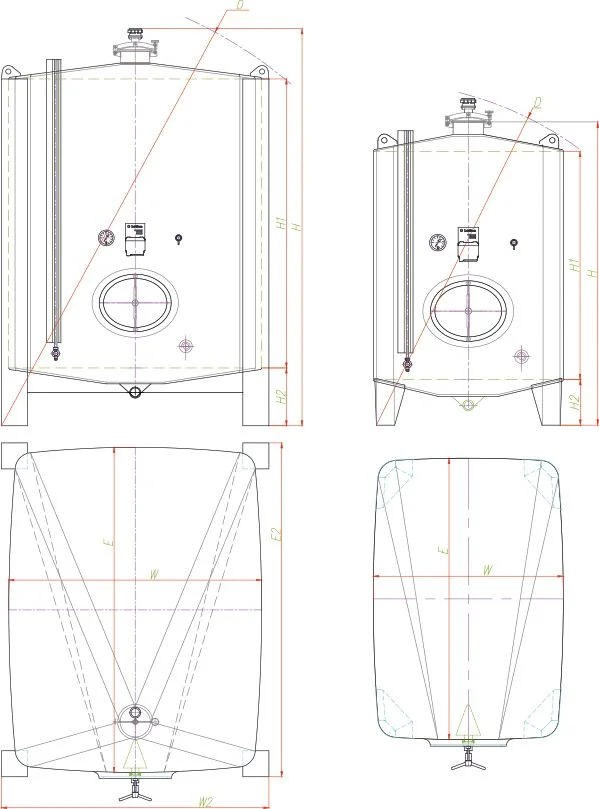 Blueprint of the square tank.
