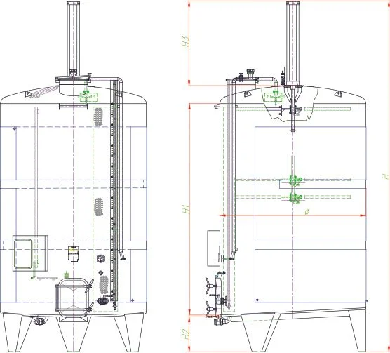 Blueprint of the punch-down fermenter.