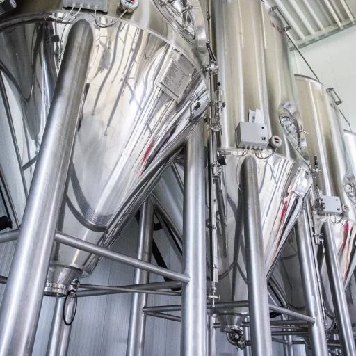 Artistic photo of conical fermenters in the Varionica brewery in Croatia.